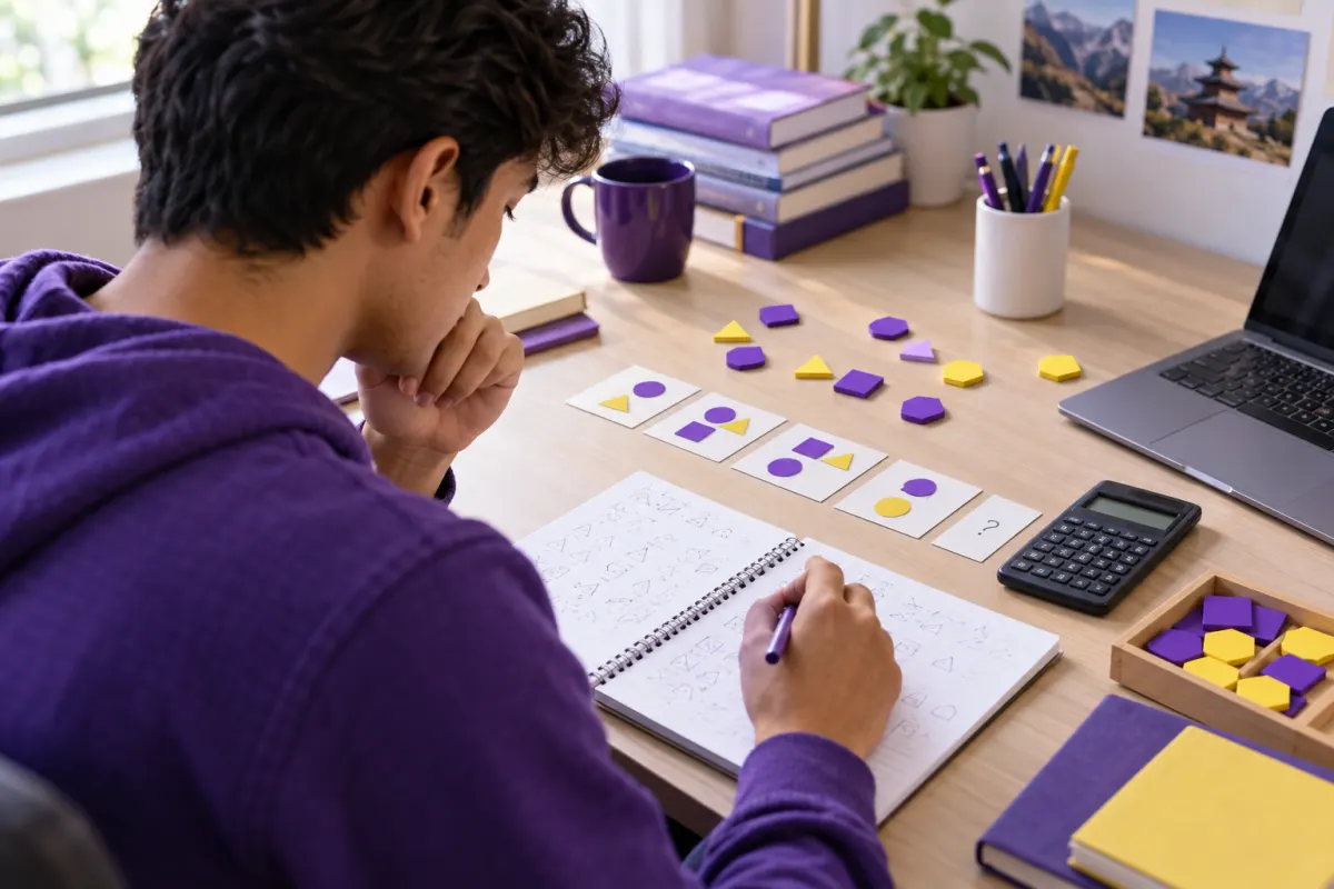Nepali CMAT student practising quantitative and logical reasoning with patterns and calculations