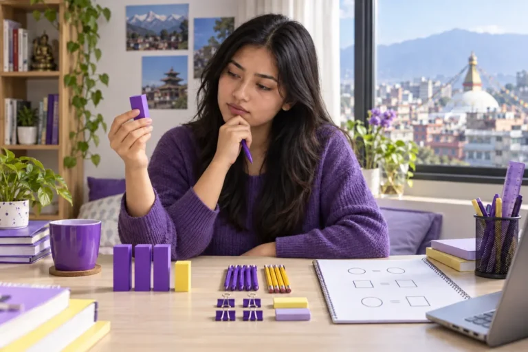 Nepali CMAT student comparing blocks for ratio, proportion and averages practice